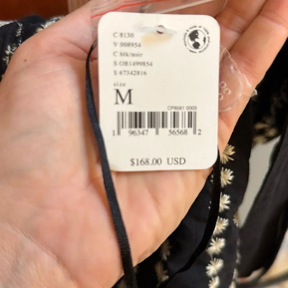 Free People Juni Mini Dress Black White Floral Embroidery NWT $168. Sz med - Picture 3 of 3